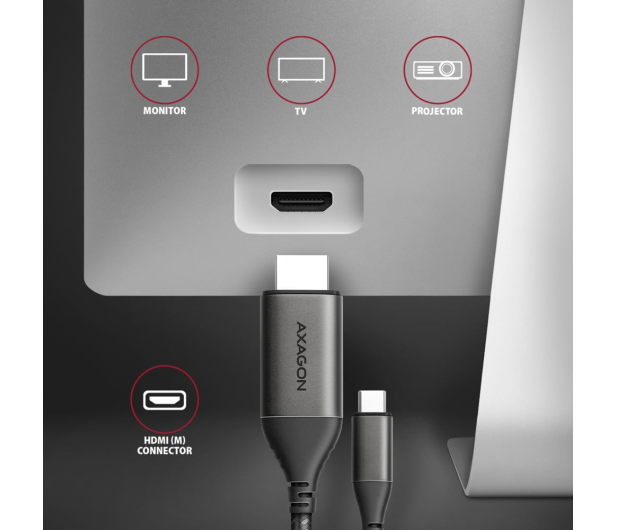 AXAGON RVC-HI2MC, USB-C - HDMI 2.0a kabel 1.8m, 4K/60Hz HDR10 - 1353447 - zdjęcie 7